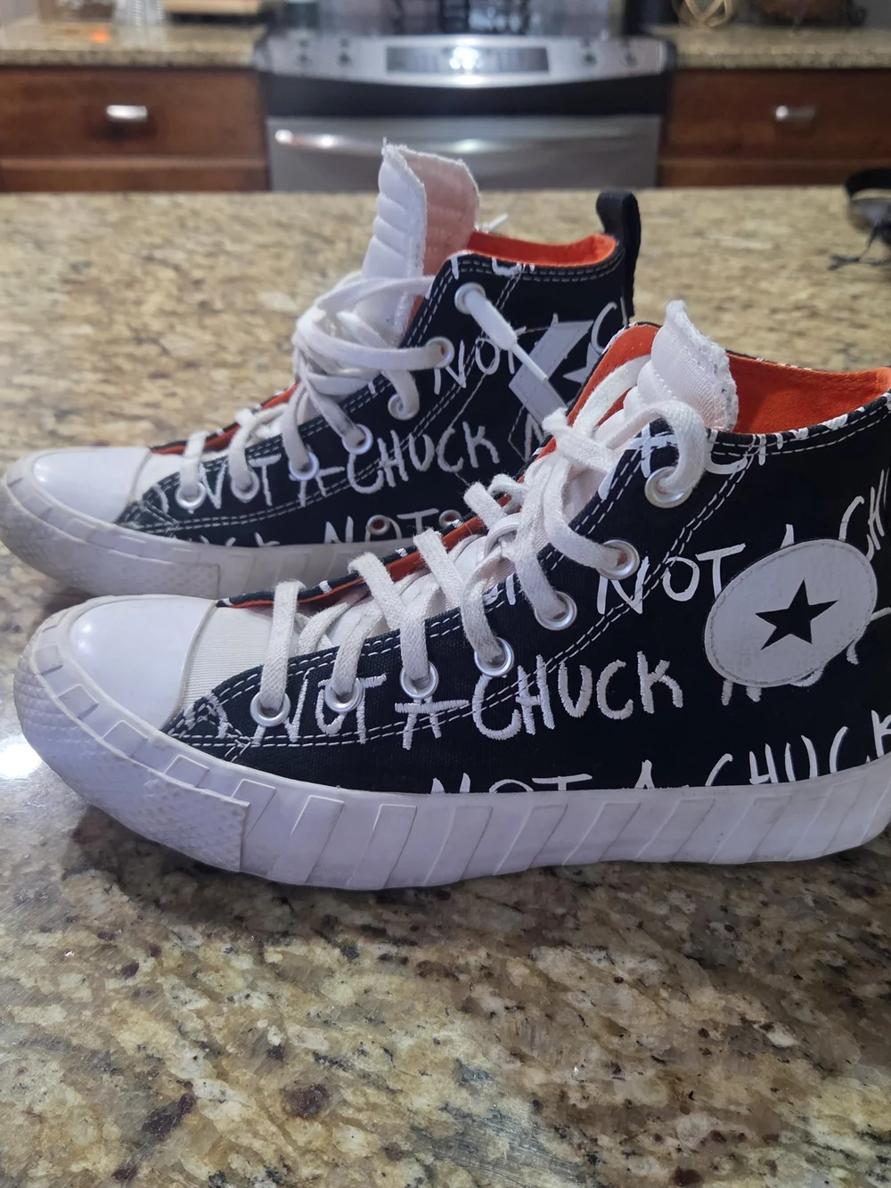 Converse Not A Chuck Black White High-Top Sneakers with Red Lining